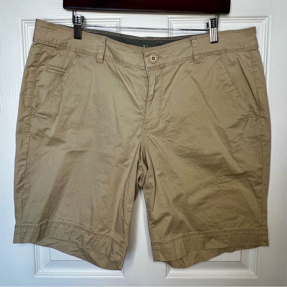 Khaki Bermuda Shorts Womens Size 14 Stretch Cotton Casual Summer